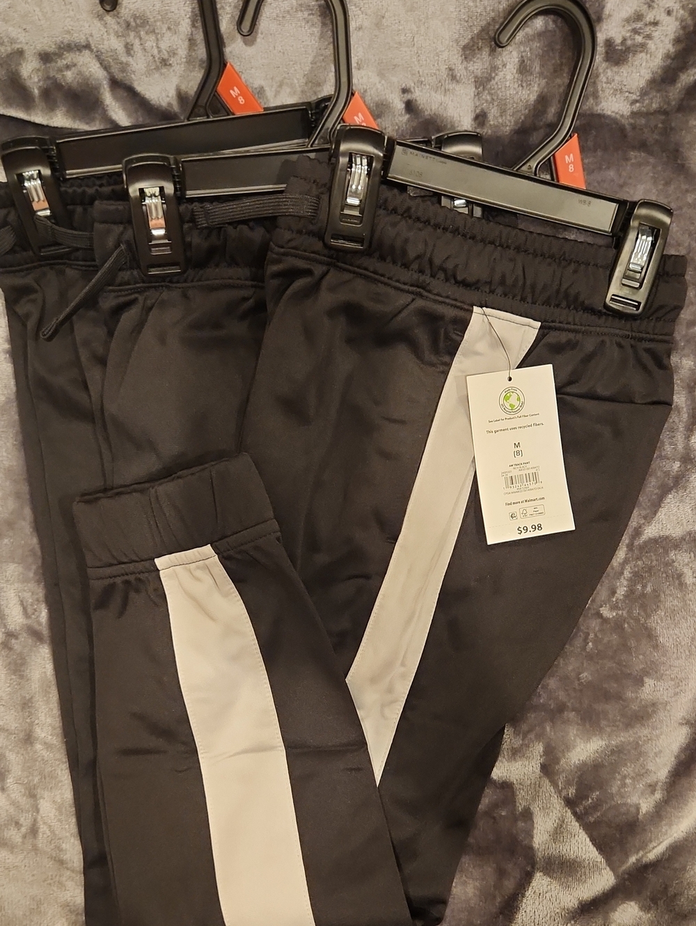 Black and White Kids Athletic Track Pants